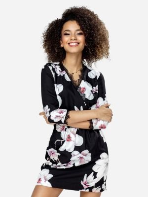 Midi dress with floral embroidery