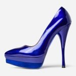 Women’s flax dress blue pump