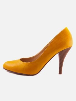 Women high heels party yellow shoes