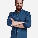 Dark blue classic long sleeves shirt